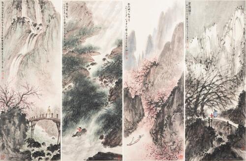 Fu Baoshi (1904-1965) Four Hanging Scroll,