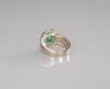 Ladies 14K White Gold Fancy Emerald Mounted With 42 Diamond Ring, - 4