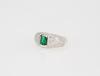 A Natual Emerald Mounted With Diamond 18k Gold Ring - 2