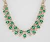 23 Prong Set Oval Mixed Cut Natural Emeralds Diamond Mounted 14 K Gold Necklace - 9
