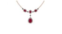 Certif ied 9.35 Ctw I2/I3 Ruby And Diamond 14K Rose Gold Necklace