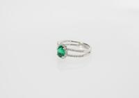 Emerald Monuted Diamond White Gold Ring