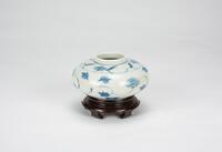 Kangxi-A Blue And White Flowers Washer (Da Ming Xuande Nian Zhi) mark 12 X 6.5 cm