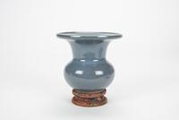 Qing-A Blue-Purpleish Glazed Vase. 'Da Qing Qianlong Nian Zhi' Mark 12 X 10.5 cm