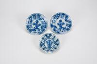 Qing - A Group Of Three Blue And White Flowers Dishes.