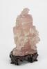 Republic- A Pink Crystal Carved Peony And Cover Vase With Woodstand - 2