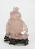 Republic- A Pink Crystal Carved Peony And Cover Vase With Woodstand - 3