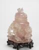Republic- A Pink Crystal Carved Peony And Cover Vase With Woodstand - 6