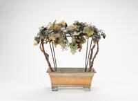 Republic - A Jade And Hard Stone Grape Trellis In A Cloisonne Enamel Jardiniere