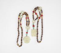 Early 20th Century-A Two Hardstone Beads Nicklace and White Jade Pendants