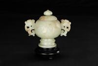 A White Jade Carved Censer And Cover