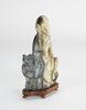 Late Qing/Republic-A Black And White Jade Carved Shou Lao ,Wood Stand - 2