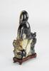 Late Qing/Republic-A Black And White Jade Carved Shou Lao ,Wood Stand - 4