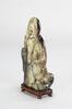 Late Qing/Republic-A Black And White Jade Carved Shou Lao ,Wood Stand - 5