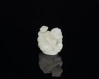 A White Jade Carved Two Monkeys