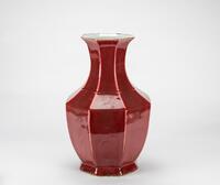 Late Qing-A Red Hexagon Vase