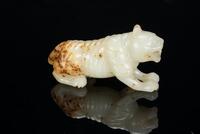 Qing Or Earlier-A Russet White Jade Carved Tiger