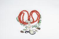 Late Qing - A Red Agate , Jadeite And Cystal Beads Court Necklace (Chaozhu)