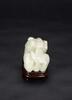 Late Qing - A White Jade Carved Lion (woodstand) - 2