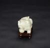 Late Qing - A White Jade Carved Lion (woodstand) - 5