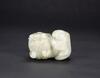 Late Qing - A White Jade Carved Lion (woodstand) - 7