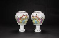 20th Century - A Pair Of Fammile Glazed �Figures� Lamp