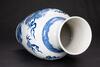 Qing - A Blue And White "Double Dragon Chase Pearl" Vase. (leaf ) Mark - 5