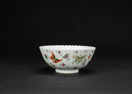 A Famille Glazed � Butterfly And Flowers � Bowl