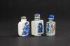 Late Qing/Republic - A Group Of Three Blue And White Snuff Bottle - 2