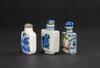 Late Qing/Republic - A Group Of Three Blue And White Snuff Bottle - 3