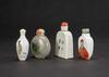 Republic/Early 20th Century - Three Famille Glazed Porcelains Snuff Bottle And A Glass Snuff Bottles - 3