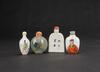 Republic/Early 20th Century - Three Famille Glazed Porcelains Snuff Bottle And A Glass Snuff Bottles - 4