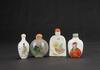 Republic/Early 20th Century - Three Famille Glazed Porcelains Snuff Bottle And A Glass Snuff Bottles - 5