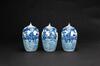 20th Century - A Group Of Three Blue And White Jars And Covers