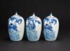 20th Century - A Group Of Three Blue And White Jars And Covers - 4