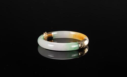 A Tri - Color Jadeite Bangle