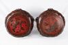 Late Qing - A Pair Of Red And Black Lacquer Stools - 3