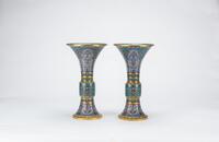 Qing - A Pair Of Cloisonne Enamel Vase. (Qianlong Nian Zhi) Mark