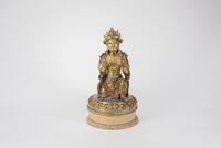 A Gilt - Glazed Jun Color Kneeling Bodhisattva (with stand, stand has Mark)