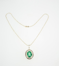 23.01 Carat Natural Emerald Mounted With Round Brilliant Cut Diamond Pendant