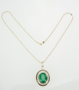 23.01 Carat Natural Emerald Mounted With Round Brilliant Cut Diamond Pendant - 2