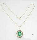 23.01 Carat Natural Emerald Mounted With Round Brilliant Cut Diamond Pendant - 3