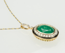 23.01 Carat Natural Emerald Mounted With Round Brilliant Cut Diamond Pendant - 5