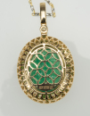 23.01 Carat Natural Emerald Mounted With Round Brilliant Cut Diamond Pendant - 8