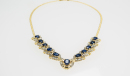 14k Yellow Gold Necklace Featuring 11 Oval Cut Natural Blue Sapphires - 2