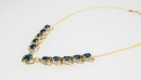 14k Yellow Gold Necklace Featuring 11 Oval Cut Natural Blue Sapphires - 3
