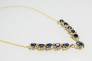 14k Yellow Gold Necklace Featuring 11 Oval Cut Natural Blue Sapphires - 4