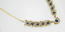 14k Yellow Gold Necklace Featuring 11 Oval Cut Natural Blue Sapphires - 7
