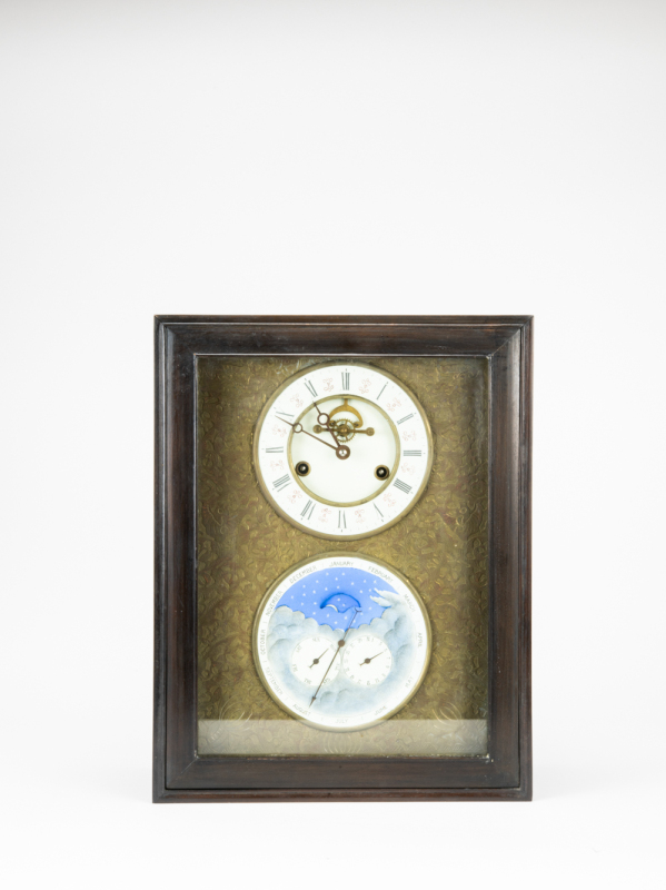 Republic-A Mechanic Chime Clock with Date/ Day/Month/Moonphrase in Wood Frame.