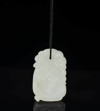 Late Qing - A Fine White Jade Carved � Dragon � Pendant